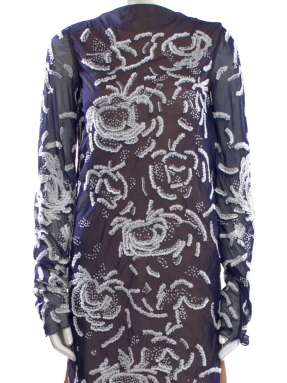 Christopher Kane Blue Dress with White Beaded Detail Size 8UK.